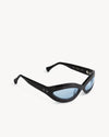 Port Tanger Summa Sunglasses in Black Acetate and Rif Blue Lenses 2