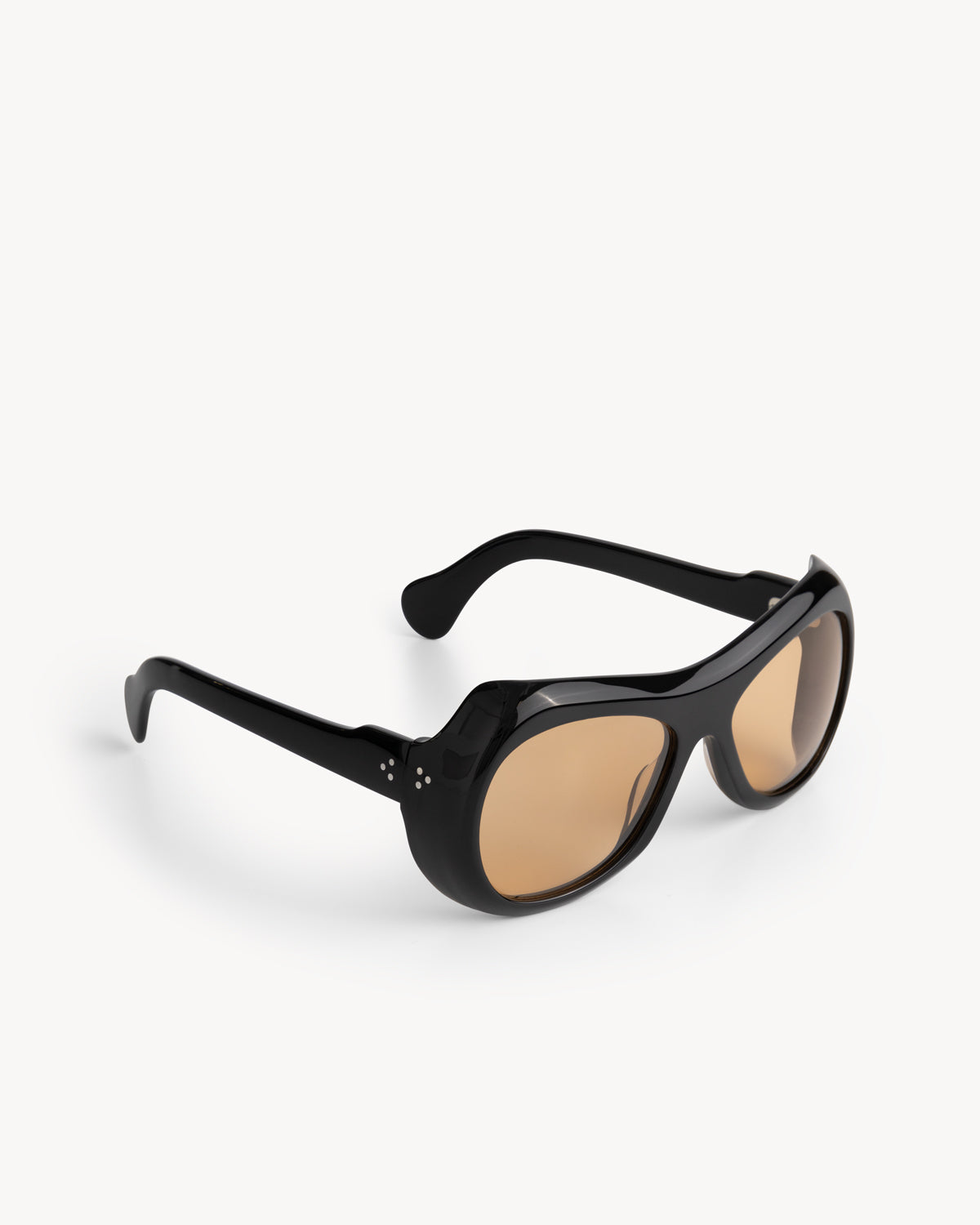 Port Tanger Soledad Sunglasses in Black Acetate and Amber Lenses 2