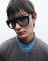 Gambia | Black Acetate | Rif Blue Lens
