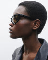 Agha | Black Acetate | Dark Green Lens