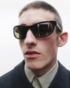 Agha | Black Acetate | Dark Green Lens
