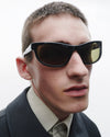 Agha | Black Acetate | Dark Green Lens